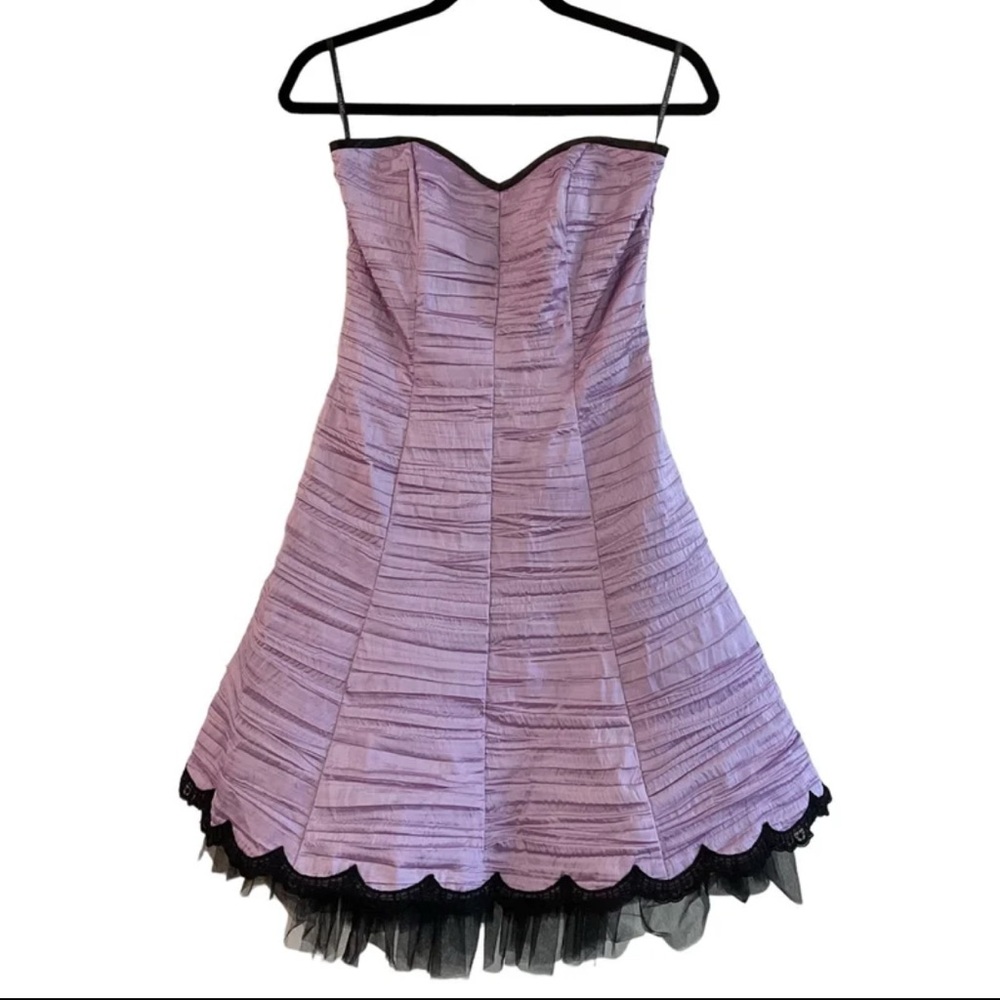 Jessica McClintock for Gunna Sax Lavender & Black Mini Strapless Vintage Dress 5